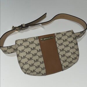 Michael Kors Tan and Brown Logo Belt Bag